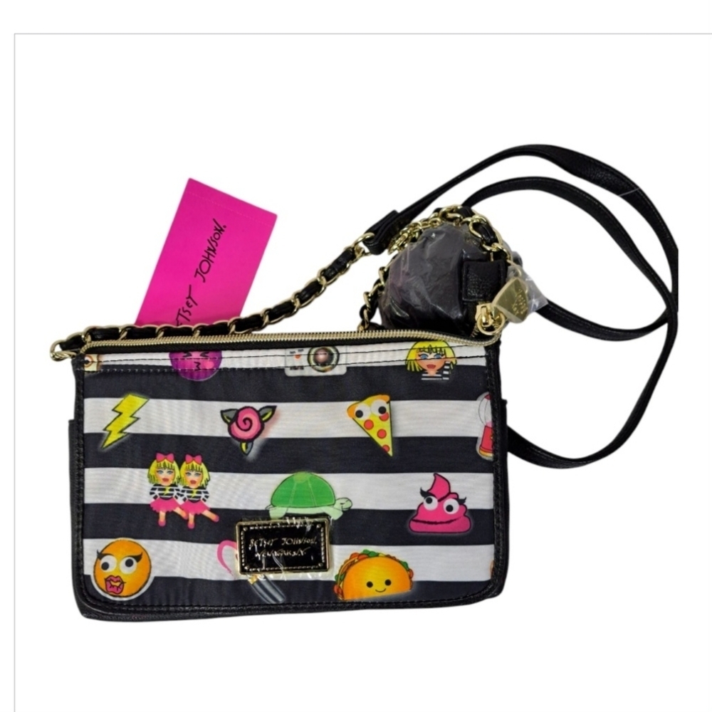 Betsey Johnson Striped Emoji Crossbody Bag
